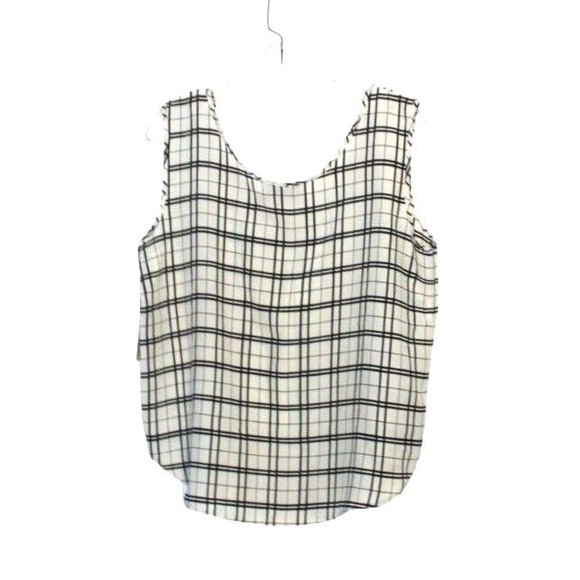 ST-Roma Black and Cream Plaid Tank Top Rounded Hem Size 16 - Picture 4 of 5